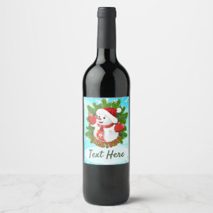 Baby Snowman with Crystal Snowflakes Ornament Wine Label
