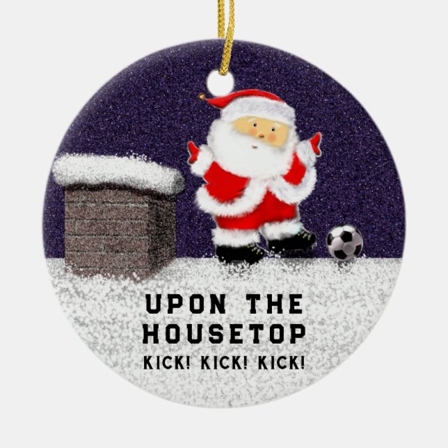 Baby Soccer Christmas Ceramic Ornament (Front)