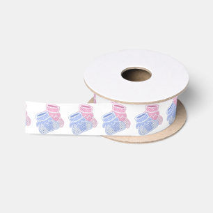 baby socks - pink & blue satin ribbon