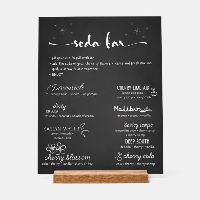 Baby Soda Ready to POP Soda Bar  Acrylic Sign (Front)