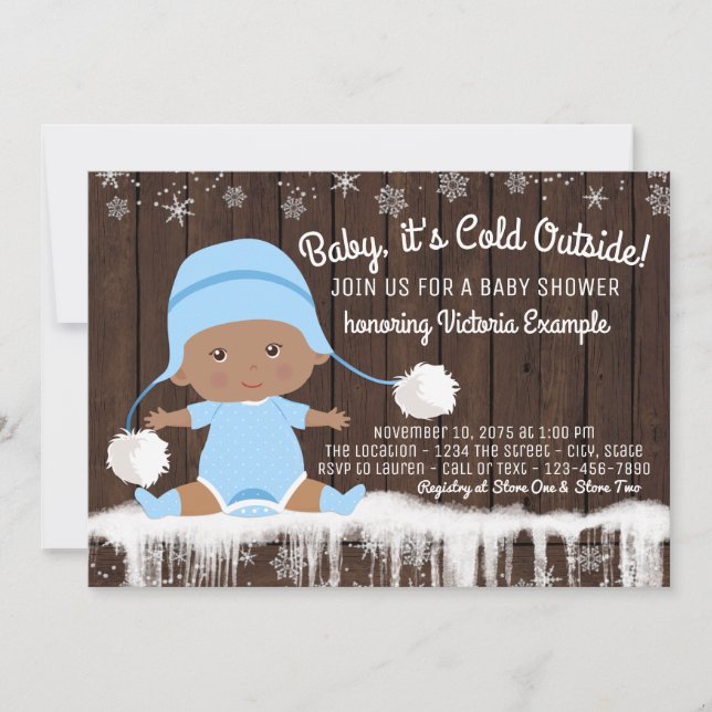 Baby son froid dehors Ethnic Boy Shower Invitation (Devant)