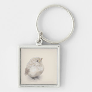 Baby Sparrow Digital Watercolor Keychain