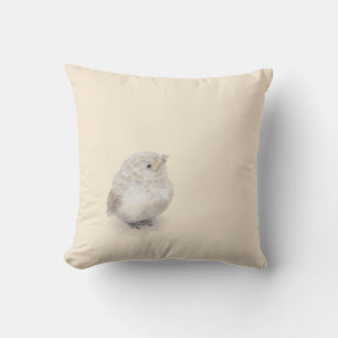 Baby Sparrow Digital Watercolor Throw Pillow
