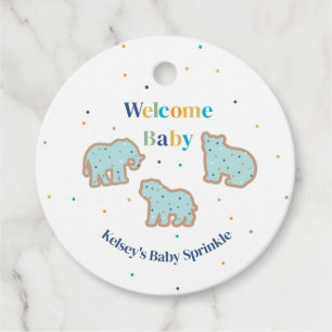 Baby Sprinkle Animal Cookies Boy Baby Shower Favour Tags