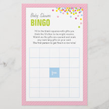 Baby Sprinkle Baby Shower Bingo Game Card - Pink