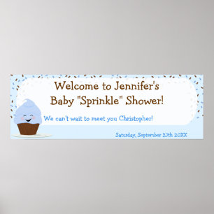 Baby Sprinkle Banner In Blues Poster