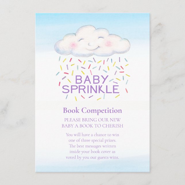 Baby sprinkle book competition cloud jimmies enclosure card (Front)