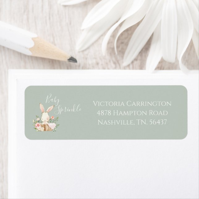 Baby Sprinkle Bunny Sage Green Baby Shower (Insitu)