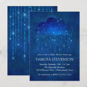 Baby Sprinkle Classic Blue   Moody Baby Shower Invitation