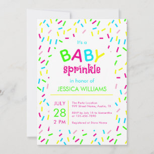 Baby Sprinkle Colourful Rainbow Sprinkles Shower  Invitation
