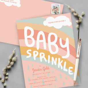 BABY SPRINKLE Cute Clouds Rainbow Rain Custom Invitation Postcard