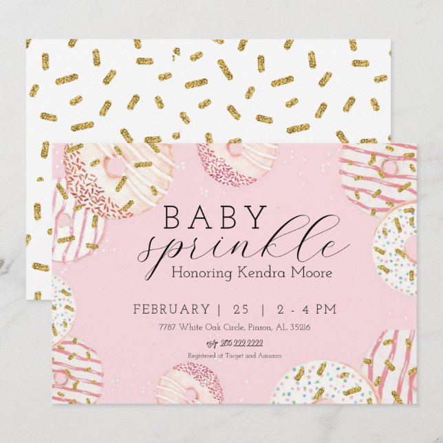 Baby Sprinkle Doughnut Invitation  (Front/Back)
