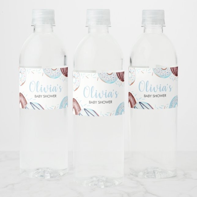 Baby Sprinkle Doughnuts Baby Shower Water Bottle Label (Bottles)