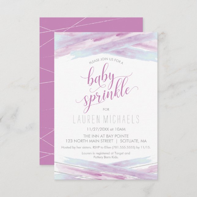 Baby Sprinkle Invitation - Customize, Girl, Pink (Front/Back)