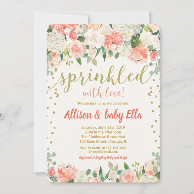 Baby sprinkle invitation for girl sprinkled love (Front)