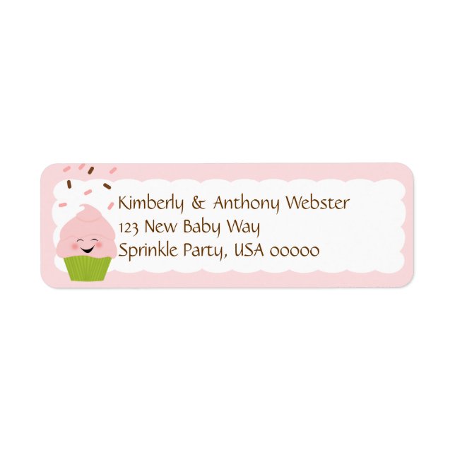 Baby Sprinkle Matching Pink Return Address Lable (Front)