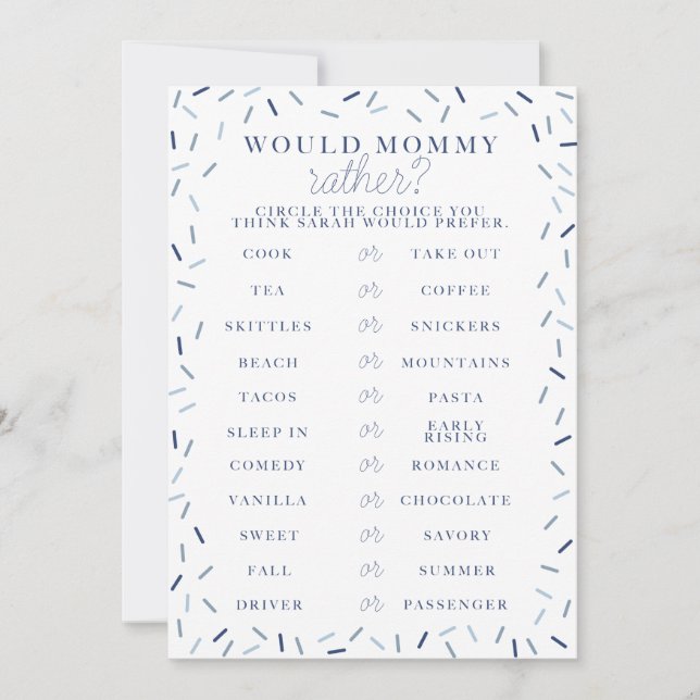 Baby Sprinkle Shower Game Invitation (Front)