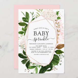 Baby Sprinkle Shower Greenery Botanical Geometric Invitation