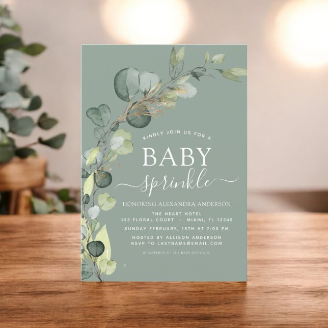 Baby Sprinkle Shower Greenery Eucalyptus Green Inv Invitation (Creator Uploaded)