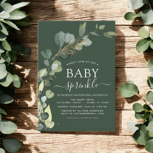 Baby Sprinkle Shower Greenery Eucalyptus Green Invitation