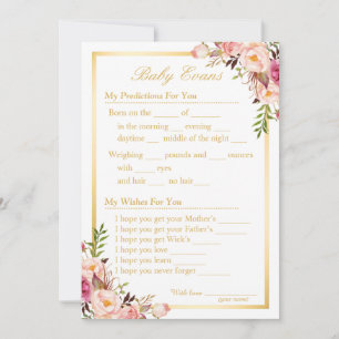 Baby Sprinkle Shower Guessing Game and Wishes Advice Card