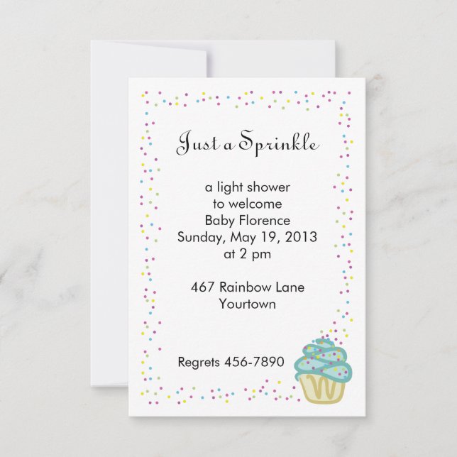 Baby Sprinkle Shower Invitation Blue Cupcake (Front)