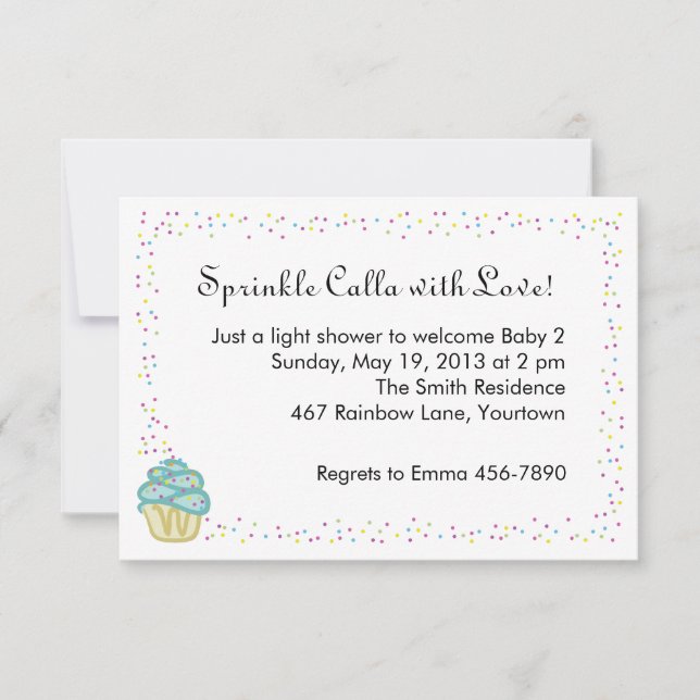 Baby Sprinkle Shower Invite with Blue Cupcake (Front)