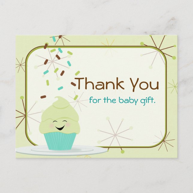 Baby Sprinkle Thank You Gender Neutral Postcard (Front)