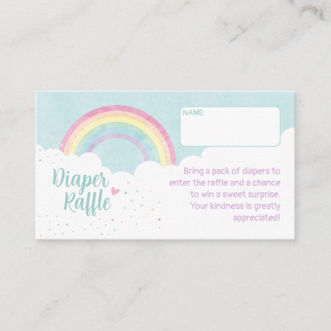 Baby Sprinkles Pastel Rainbow Diaper Raffle Card (Front)