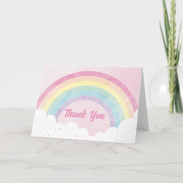 Baby Sprinkles Pastel Rainbow Thank You Card (Front)