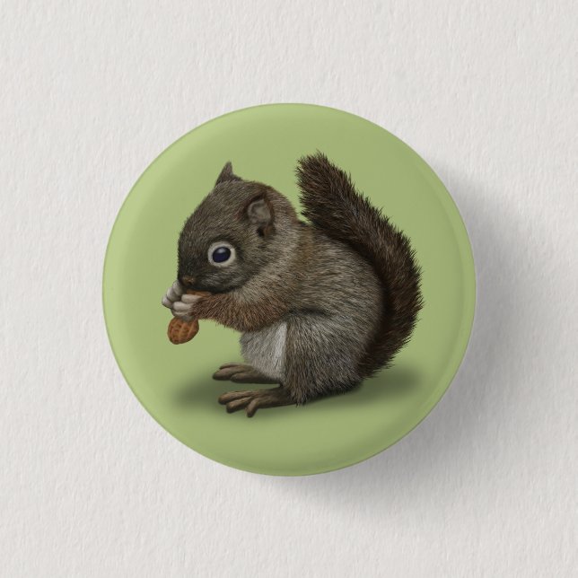 Baby Squirrel 1 Inch Round Button (Front)