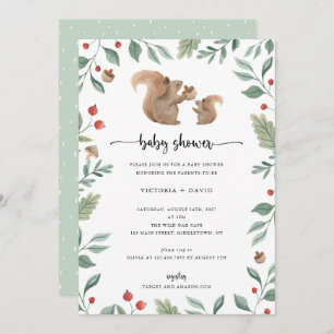 Baby Squirrel and Mom Baby Shower Invitation