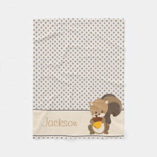 Baby Squirrel & Diamonds Personalized Fleece Blanket