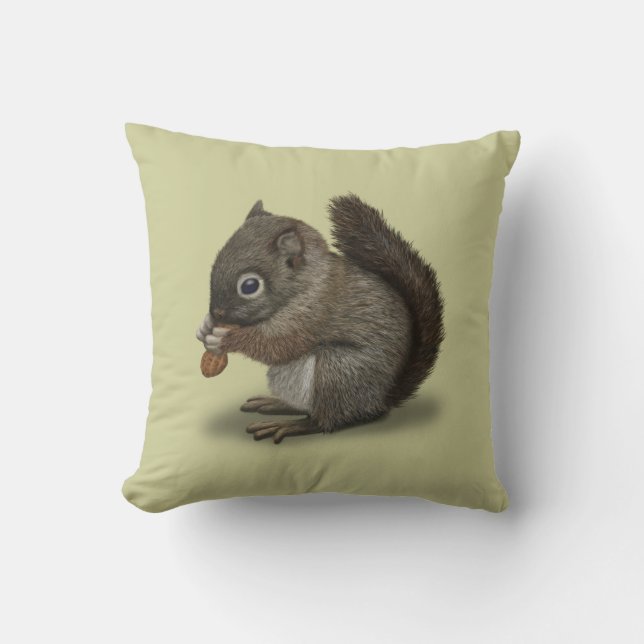 Baby Squirrel Throw Pillow (Front)