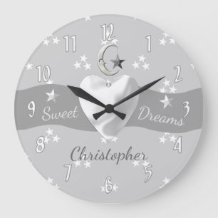 Baby stars and moon with a name large clock