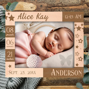 Baby Statistic Stars and Script Etched Frames