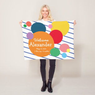 Baby Stats Colourful Geometric Shapes Fleece Blanket