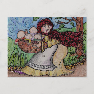 Baby Stealing Crone Ukrainian Folk Art Postcard