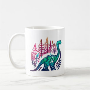 Baby Stegosaurus Dinosaur Colourful Forest  Coffee Mug