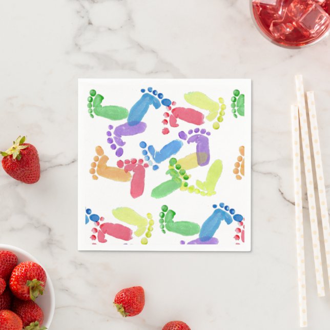 Baby Steps, Baby Feet, Baby Footprints in Colours  Napkin (Insitu)