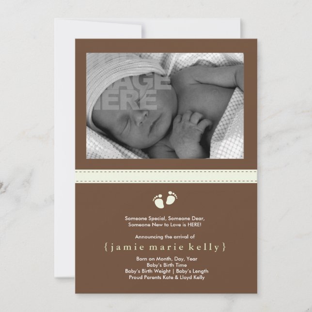 Baby Steps Birth Announcement - Mint (Front)