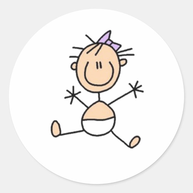 Baby Stick Figure Classic Round Sticker (Front)