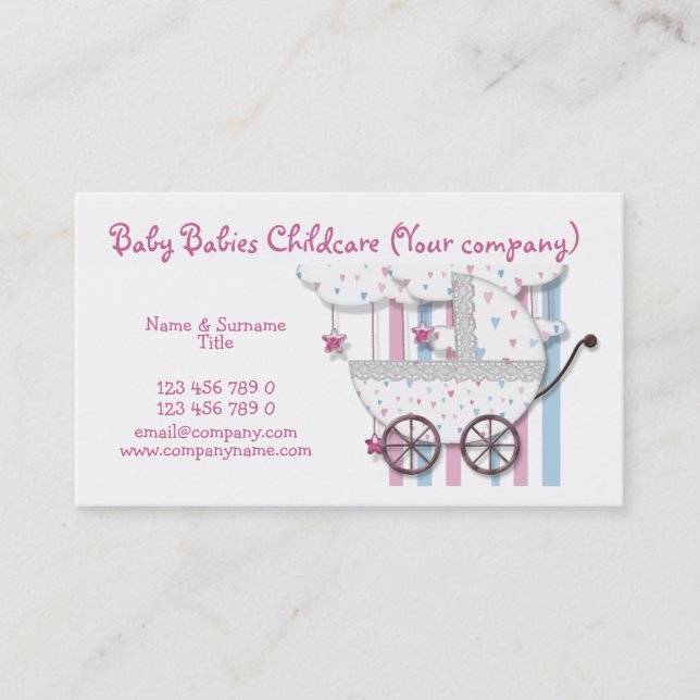 Baby store pink blue cute business card (Front)