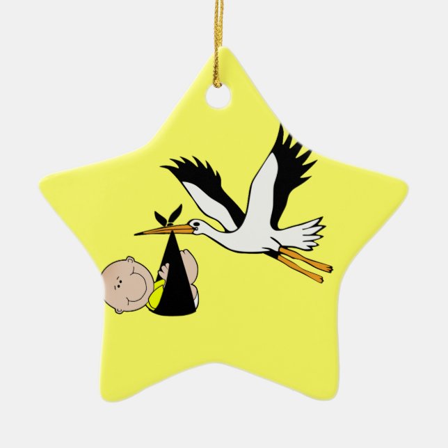 Baby & Stork - Bundle of Joy Ceramic Ornament (Front)