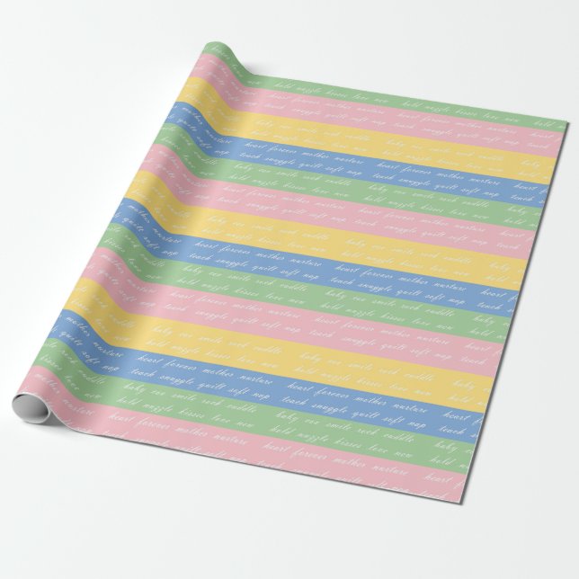 Baby Stripes Pastel Words  gift wrap (Unrolled)