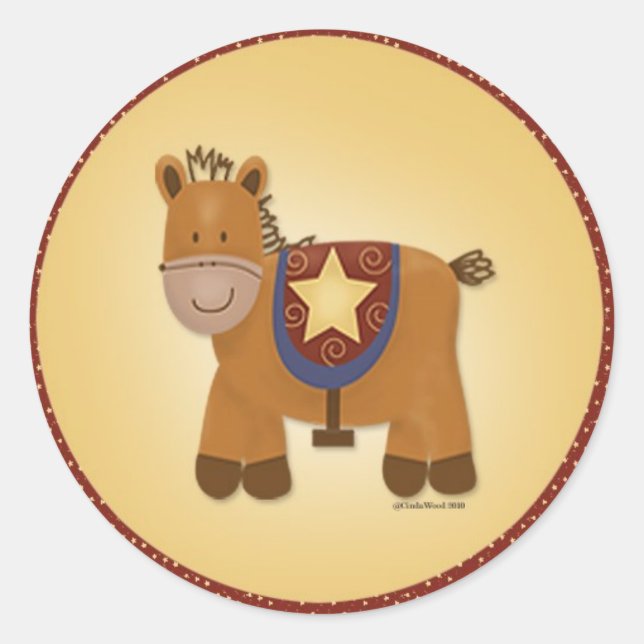 Baby Stuffed Animal Horse Classic Round Sticker (Front)