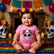 🌹Baby Sugar Skull with daisies 🌹