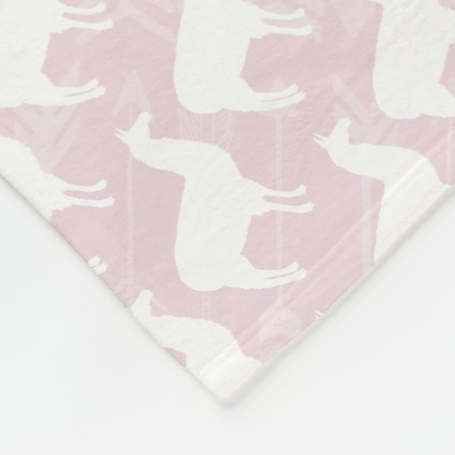 Baby Swaddle Pink White Llama and Arrow Pattern Fleece Blanket (Corner)