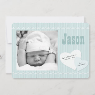 Baby Sweetheart Blue Photo Birth Announcement