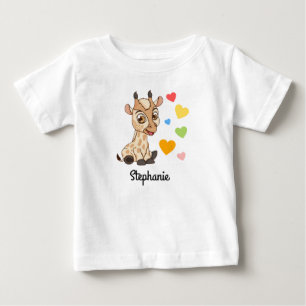 Baby T-shirt with custom name   Baby Giraffe